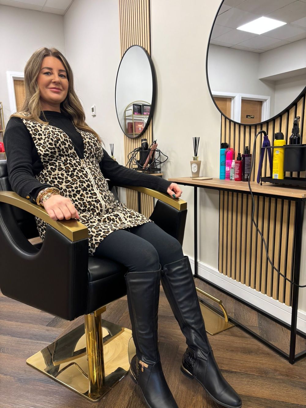 Jade Nandra in her salon chair at MANE, Tamworth